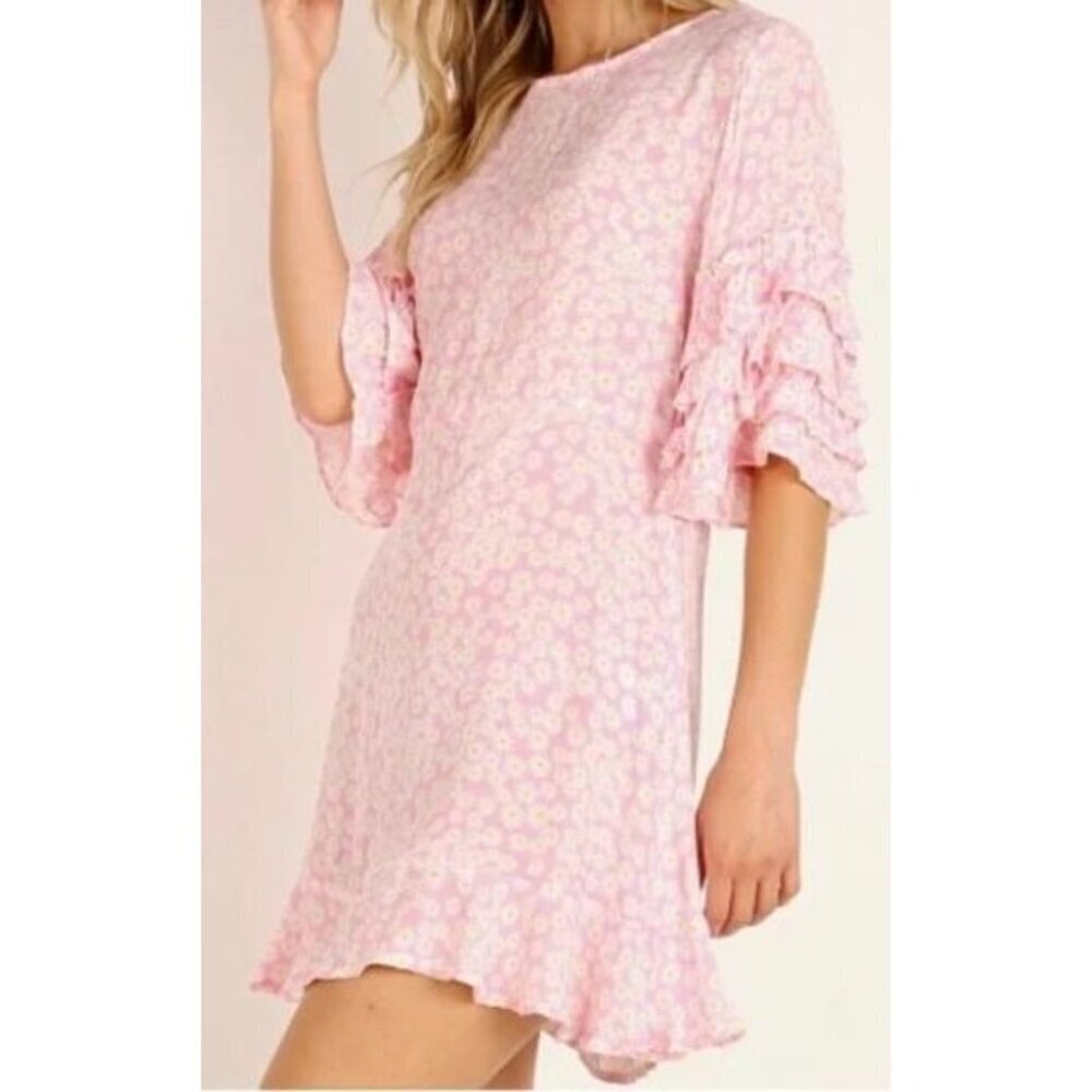 Faithfull The Brand Serafina Mini Dress Dusty Floral Daisy Large NWT